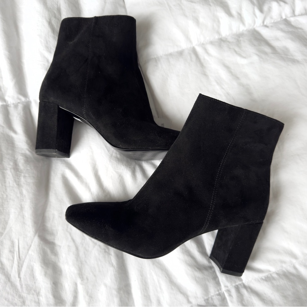 Suede Block Heel Ankle Boots